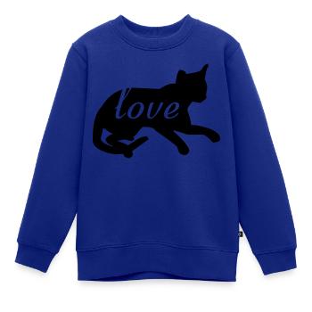 Katzenliebe - Kinder Premium Organic Sweatshirt - Royalblau - Vorne - AI Model Kid Female (0cm)