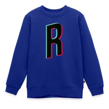 R - Buchstabe R - Kinder Premium Organic Sweatshirt - Royalblau - Vorne - AI Model Kid Female (0cm)