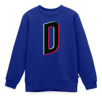 D - Buchstabe - D - Kinder Premium Organic Sweatshirt - Royalblau - Vorne - AI Model Kid Female (0cm)