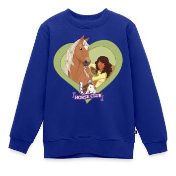 Schleich Horse Club Sarah & Mystery Herzmotiv - Kinder Premium Organic Sweatshirt - Royalblau - Vorne - AI Model Kid Female (0cm)