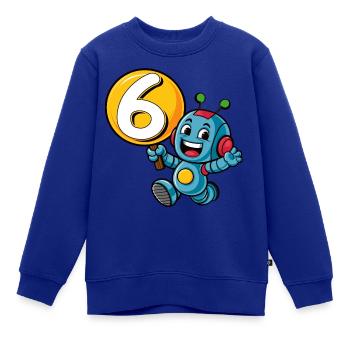 Endlich 6 Jahre sechs sechster Geburtstag Roboter - Kinder Premium Organic Sweatshirt - Royalblau - Vorne - AI Model Kid Female (0cm)