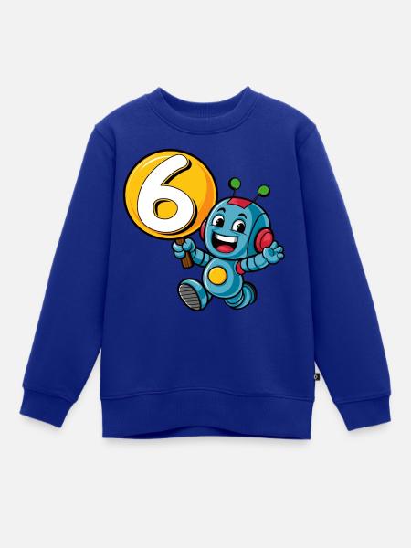 Endlich 6 Jahre sechs sechster Geburtstag Roboter - Kinder Premium Organic Sweatshirt - Royalblau