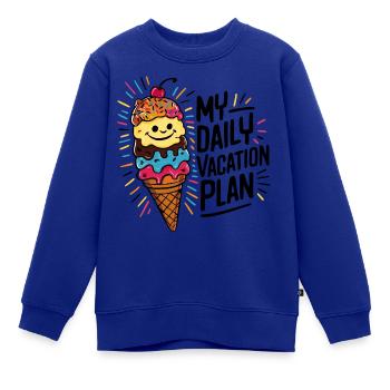 mein täglicher Plan Eis Essen bunte Eistüte - Kinder Premium Organic Sweatshirt - Royalblau - Vorne - AI Model Kid Female (0cm)