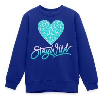 Stay Wild mit Leoparden-Musterherz - Kinder Premium Organic Sweatshirt - Royalblau - Vorne - AI Model Kid Female (0cm)