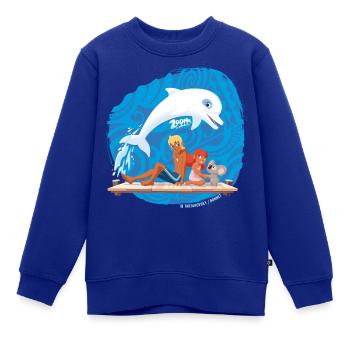 Zoom Der Weiße Delfin Yann, Marina & Raoul - Kinder Premium Organic Sweatshirt - Royalblau - Vorne - AI Model Kid Female (0cm)