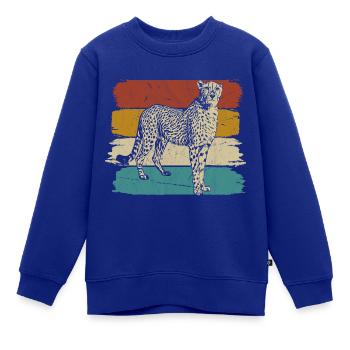 Gepard Wildtier retro - Kinder Premium Organic Sweatshirt - Royalblau - Vorne - AI Model Kid Female (0cm)