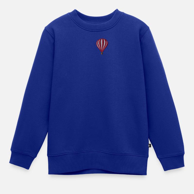 Ballon à air chaud brodé - Sweat Premium enfant bio - bleu roi