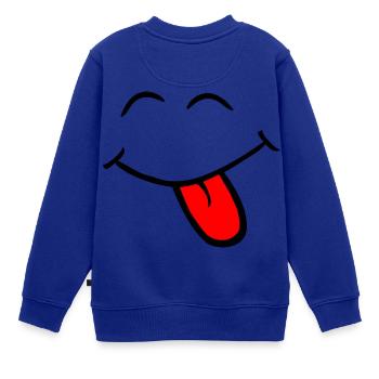 Boo! Smiley, dass die Zunge zieht - Kinder Premium Organic Sweatshirt - Royalblau - Hinten - AI Model Kid Female (0cm)