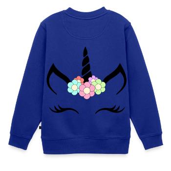 Blumeneinhorn - Kinder Premium Organic Sweatshirt - Royalblau - Hinten - AI Model Kid Female (0cm)