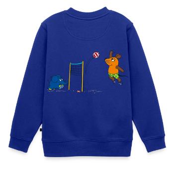 Maus und Elefant spielen Volleyball - Kinder Premium Organic Sweatshirt - Royalblau - Hinten - AI Model Kid Female (0cm)