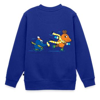 Maus und Elefant Schlittschuhlaufen - Kinder Premium Organic Sweatshirt - Royalblau - Hinten - AI Model Kid Female (0cm)