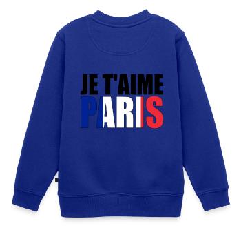 PARIS - Kinder Premium Organic Sweatshirt - Royalblau - Hinten - AI Model Kid Female (0cm)