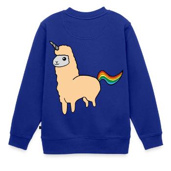 Alpaka Einhorn - Kinder Premium Organic Sweatshirt - Royalblau - Hinten - AI Model Kid Female (0cm)