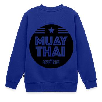 Muay Thai - Kinder Premium Organic Sweatshirt - Royalblau - Hinten - AI Model Kid Female (0cm)