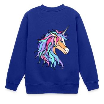 buntes Einhorn - Kinder Premium Organic Sweatshirt - Royalblau - Hinten - AI Model Kid Female (0cm)