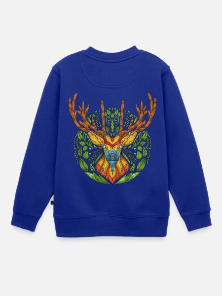 Rehe Hirsch Natur HirschKopf - Kinder Premium Organic Sweatshirt - Royalblau