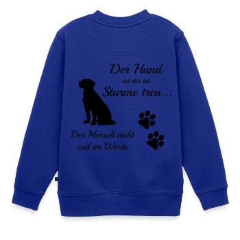Im Sturme Treu v004NG - Kinder Premium Organic Sweatshirt - Royalblau - Hinten - AI Model Kid Female (0cm)