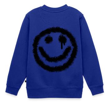 Grinse Smilie schwarz - Kinder Premium Organic Sweatshirt - Royalblau - Hinten - AI Model Kid Female (0cm)