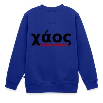 chaos in griechisch - Kinder Premium Organic Sweatshirt - Royalblau - Hinten - AI Model Kid Female (0cm)
