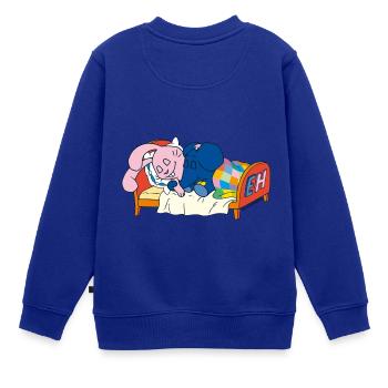 Elefant und Hase schlafen im Bett - Kinder Premium Organic Sweatshirt - Royalblau - Hinten - AI Model Kid Female (0cm)