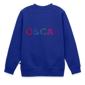 Oscar-Buchstabenname - Kinder Premium Organic Sweatshirt - Royalblau - Hinten - AI Model Kid Female (0cm)