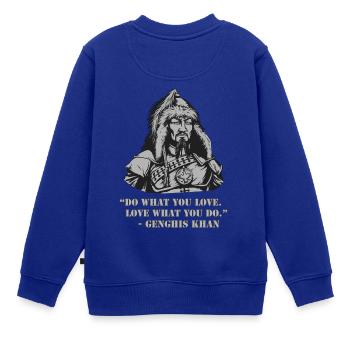 Dschingis Khan Zitat - Kinder Premium Organic Sweatshirt - Royalblau - Hinten - AI Model Kid Female (0cm)