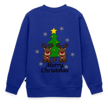 Elche mit Baum Merry Christmas - Kinder Premium Organic Sweatshirt - Royalblau - Hinten - AI Model Kid Female (0cm)