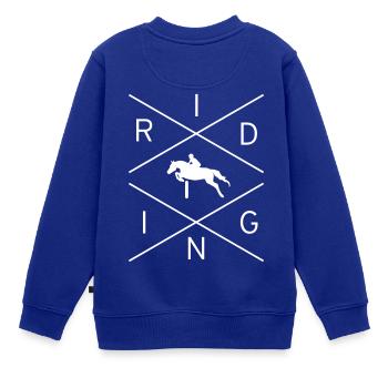 reiten - Kinder Premium Organic Sweatshirt - Royalblau - Hinten - AI Model Kid Female (0cm)