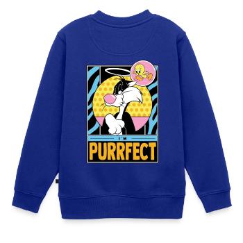 Looney Tunes Sylvester I'm Purrfect Witzig - Kinder Premium Organic Sweatshirt - Royalblau - Hinten - AI Model Kid Female (0cm)