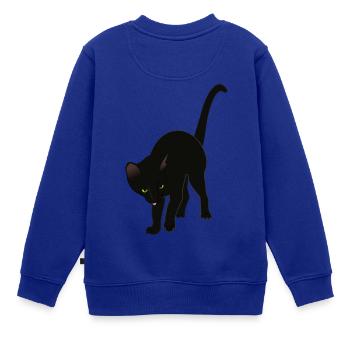 schwarze Katze - Kinder Premium Organic Sweatshirt - Royalblau - Hinten - AI Model Kid Female (0cm)