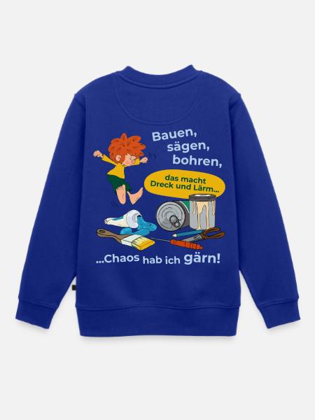 Pumuckl Mit Spruch, Werkzeug Und Farbe - Kinder Premium Organic Sweatshirt - Royalblau