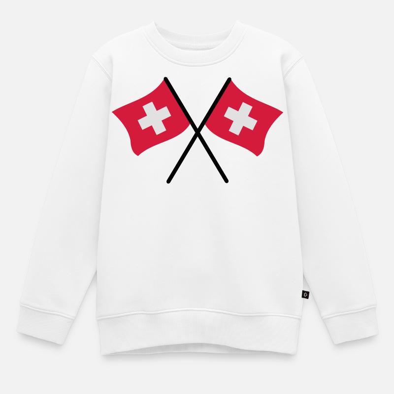 Drapeau suisse - Sweat Premium enfant bio - blanc