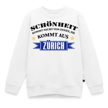 Beauté de Zurich - Sweat Premium enfant bio - blanc - Devant - AI Model Kid Male (0cm)