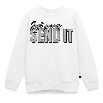 Je vais juste l’envoyer - Sweat Premium enfant bio - blanc - Devant - AI Model Kid Male (0cm)