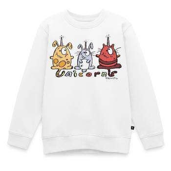 Einhorn Trio - Kinder Premium Organic Sweatshirt - Weiß - Vorne - AI Model Kid Male (0cm)