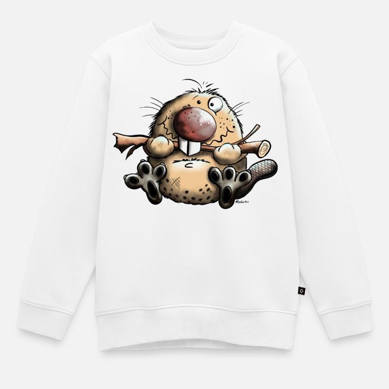 Lustiger Biber - Kinder Premium Organic Sweatshirt - Weiß