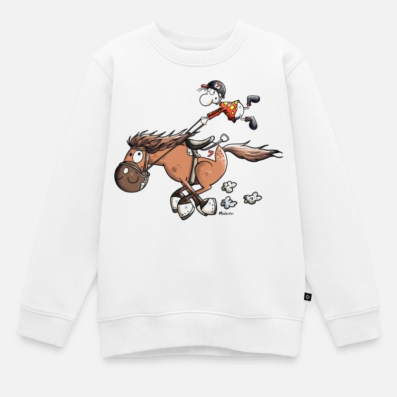Cheval De Course Rapide - Sweat Premium enfant bio - blanc