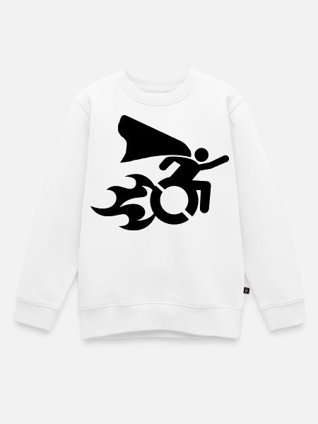 im Rollstuhl mit Flammen # - Kinder Premium Organic Sweatshirt - Weiß