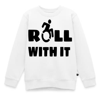 Ich rolle mit meinem Rollstuhl, Rolle, Behinderten # - Kinder Premium Organic Sweatshirt - Weiß - Vorne - AI Model Kid Male (0cm)