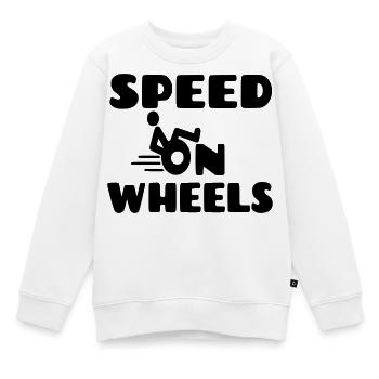 Geschwindigkeit auf Rädern, Rennrollstuhlfahrer * - Kinder Premium Organic Sweatshirt - Weiß - Vorne - AI Model Kid Male (0cm)