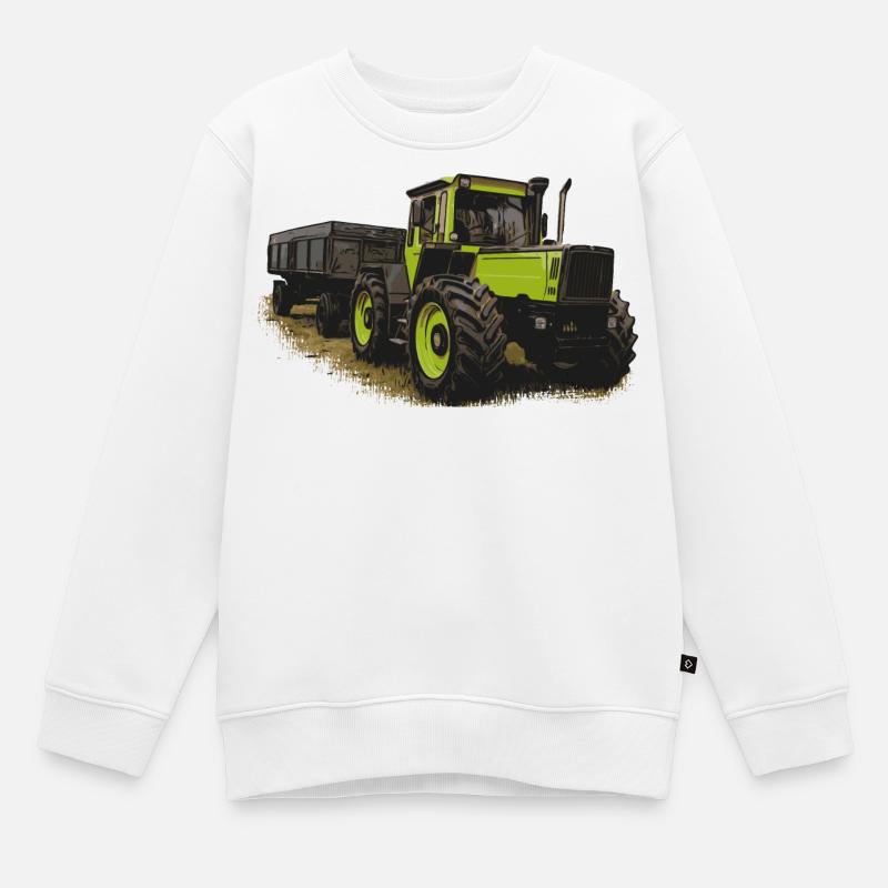 MB trac 1600 turbo with trailer - Kids Premium Organic Sweatshirt - white