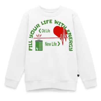 Remplissez votre vie d’énergie - Sweat Premium enfant bio - blanc - Devant - AI Model Kid Male (0cm)