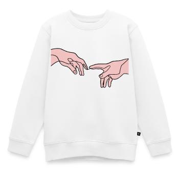 La création des mains d’Adam - Sweat Premium enfant bio - blanc - Devant - AI Model Kid Male (0cm)