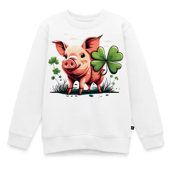 Cochon porte-bonheur - Sweat Premium enfant bio - blanc - Devant - AI Model Kid Male (0cm)
