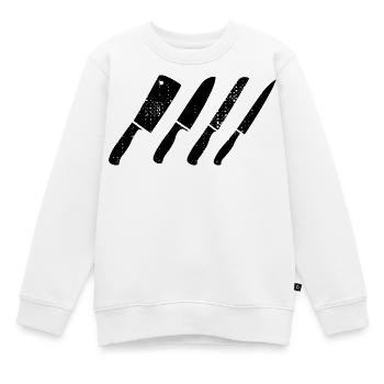 Messerset Skizze - Kinder Premium Organic Sweatshirt - Weiß - Vorne - AI Model Kid Male (0cm)