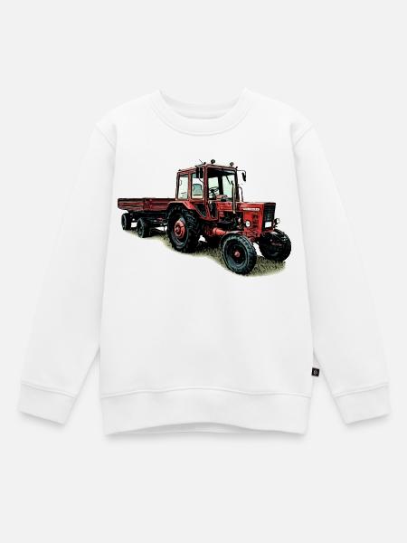 Belarus MTS 80 mit Anhänger - Kinder Premium Organic Sweatshirt - Weiß