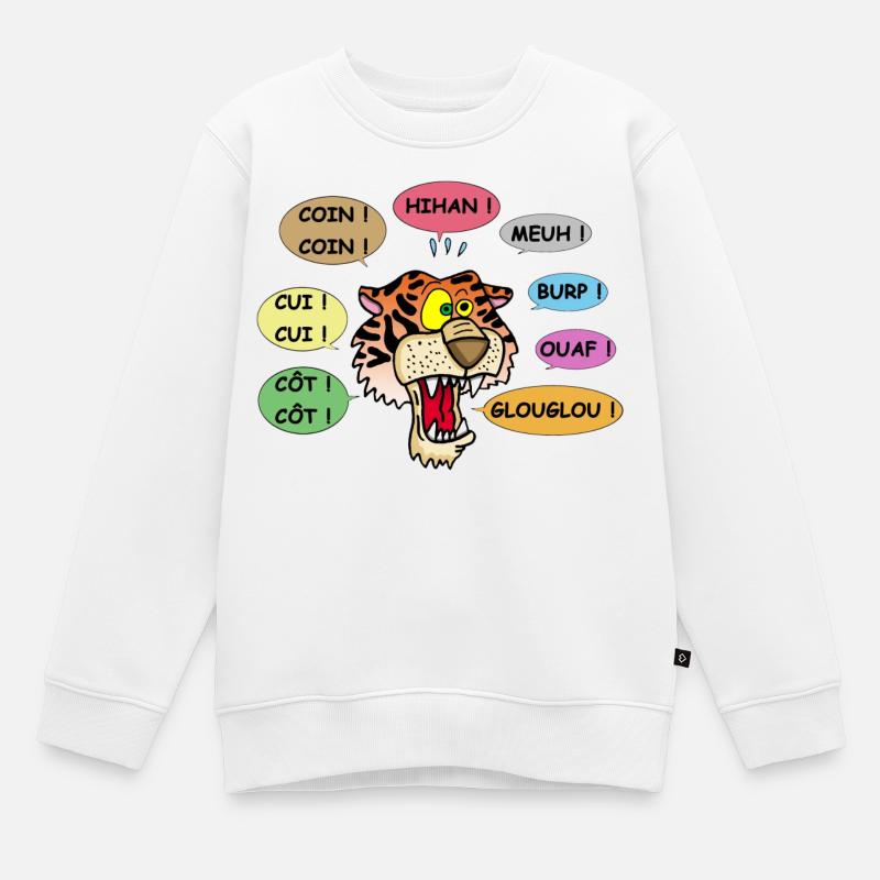 Tigre polyglotte - Sweat Premium enfant bio - blanc