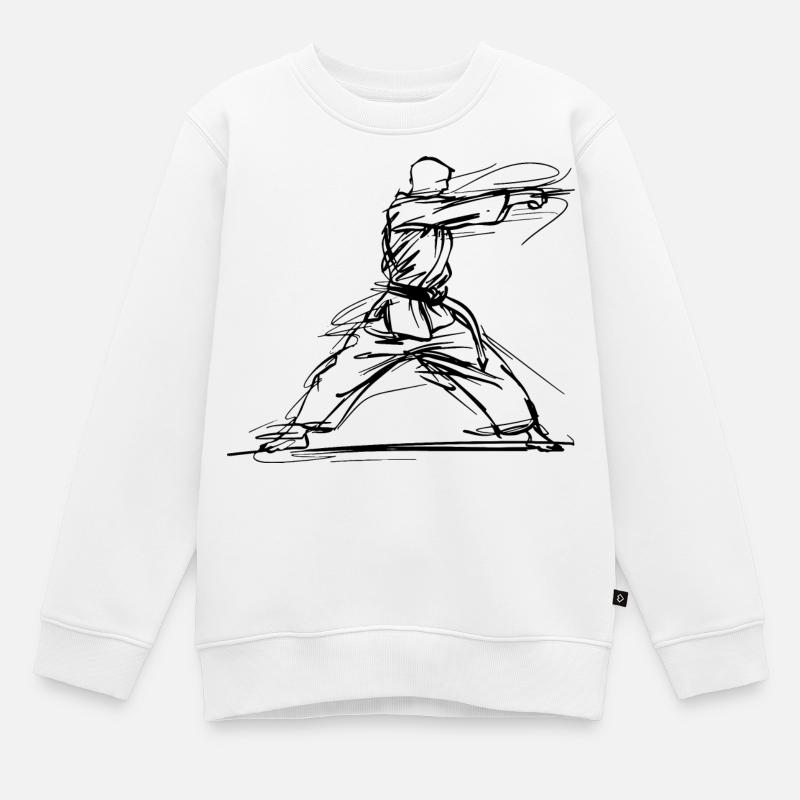 Karateka One Line Drawing - Sweat Premium enfant bio - blanc