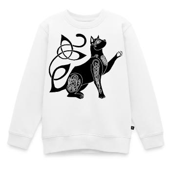Chat noir celte - Sweat Premium enfant bio - blanc - Devant - AI Model Kid Male (0cm)