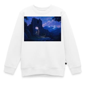 Poster Illustration Mittelalterliche Landschaft in Ruinen - Kinder Premium Organic Sweatshirt - Weiß - Vorne - AI Model Kid Male (0cm)